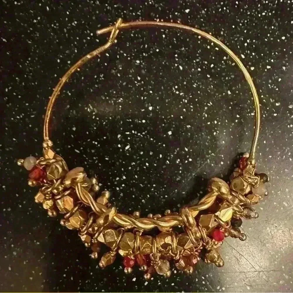 Gas Bijoux France boho style gold plated earrings with crystals